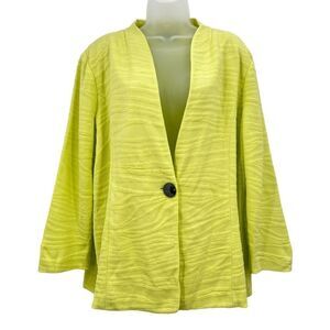 Exclusively Misook Cardigan Women's Size XL Neon Green Long Sleeve Button Front